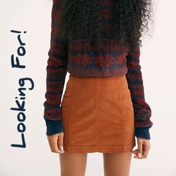 ISO Free People Modern Femme Corduroy Cord Mini Skirt Sz 0 Color Rust Cinnamon - Picture 1 of 3